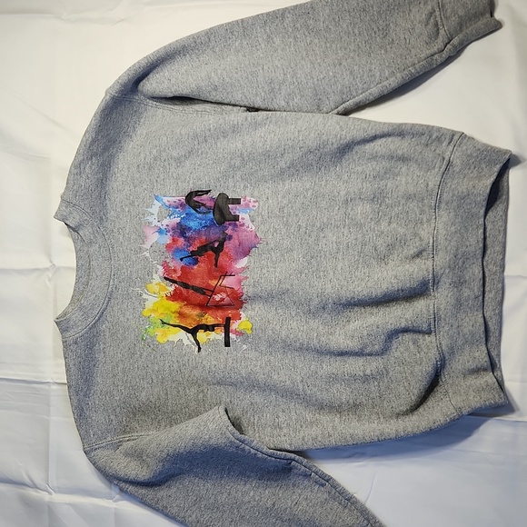 Gymnastics Crewneck Sweatshirt Youth Small – Rainbow Silhouette, Gildan Heavy - Picture 3 of 7